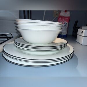 Gibson White and Blue Dinnerware Set